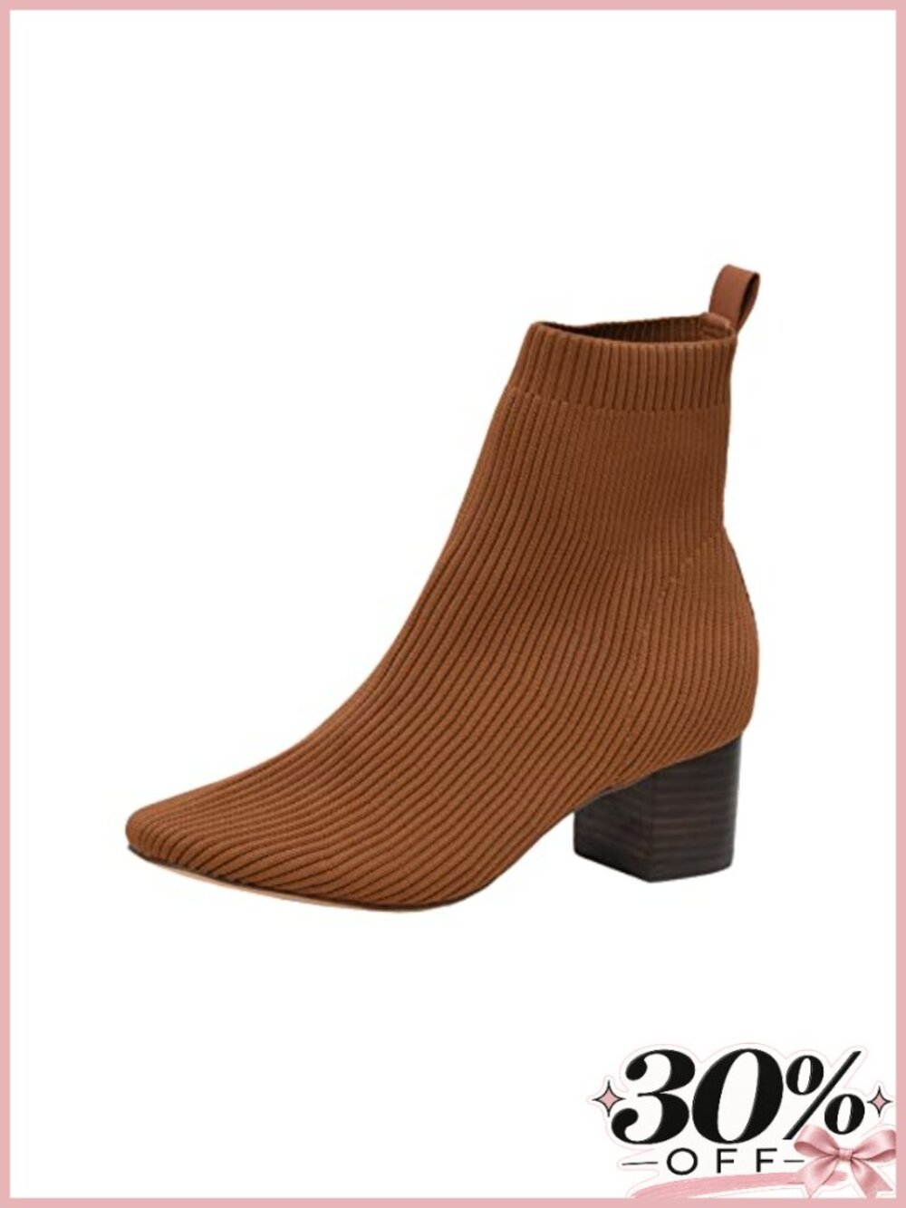 Sock Booties for Women Stretch Knit Block Heel Memory Foam Ankle Boots